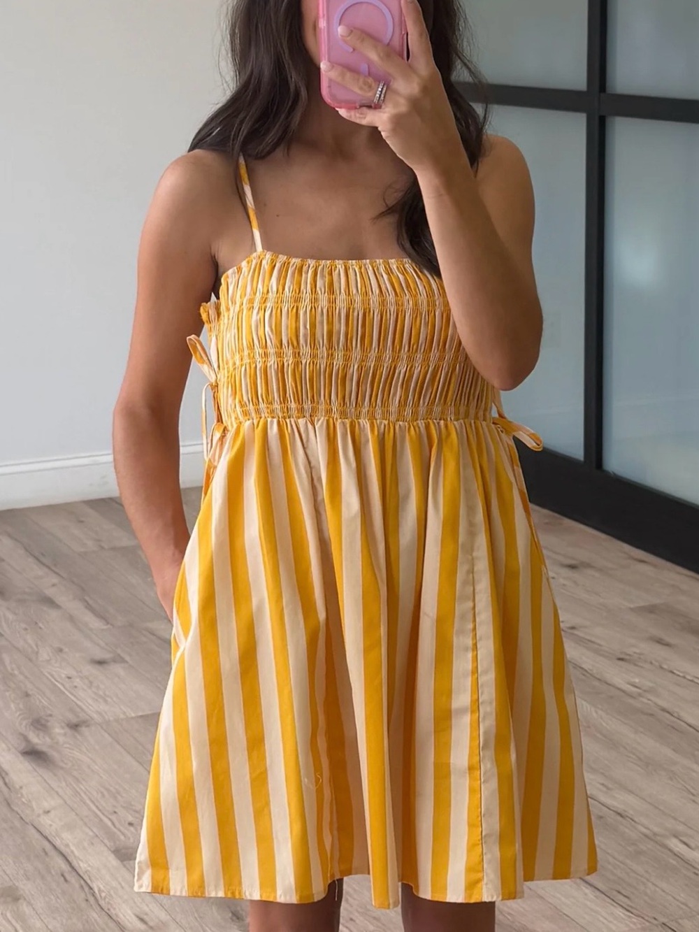 Shop Talulah Butterscotch Striped Smocked Sundress
